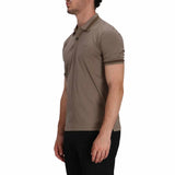 H Philippson Striped Collar Brown Polo-Shirt