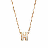 Mini Pop H White Pendant Necklace