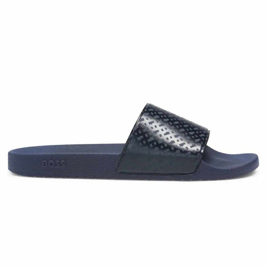Ayreh Monogram Blue Slides