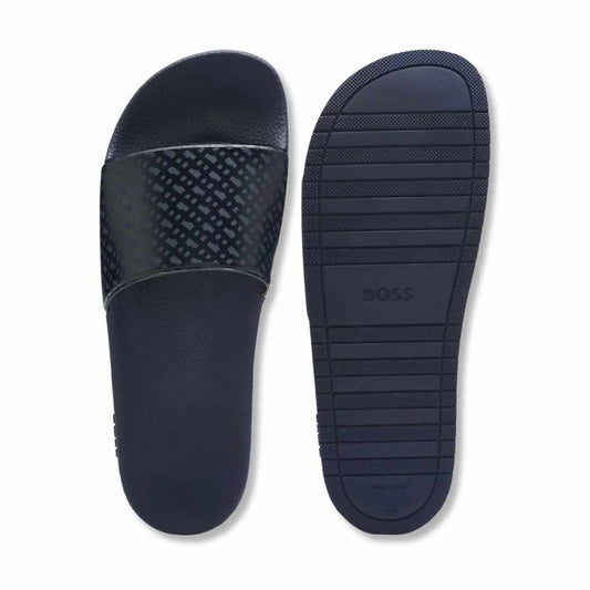 Ayreh Monogram Blue Slides