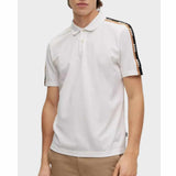 Shoulder Stripped Logo White Polo-Shirt