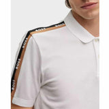 Shoulder Stripped Logo White Polo-Shirt