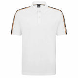 Shoulder Stripped Logo White Polo-Shirt