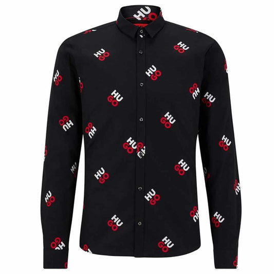 Monogram Print Black Shirt