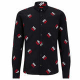 Monogram Print Black Shirt