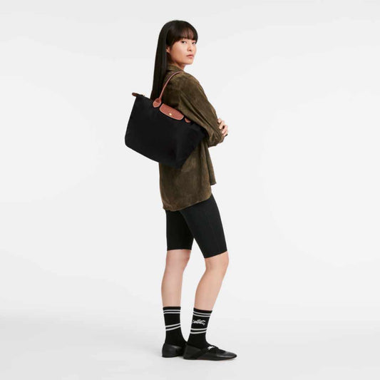 Le Pliage Black/Brown Medium Shoulder Bag