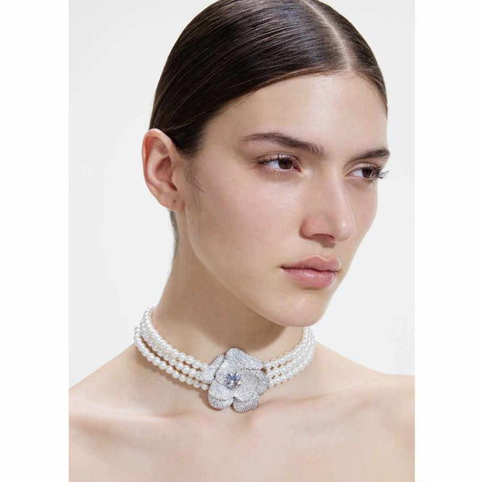 Crystal Flower Pearl Choker