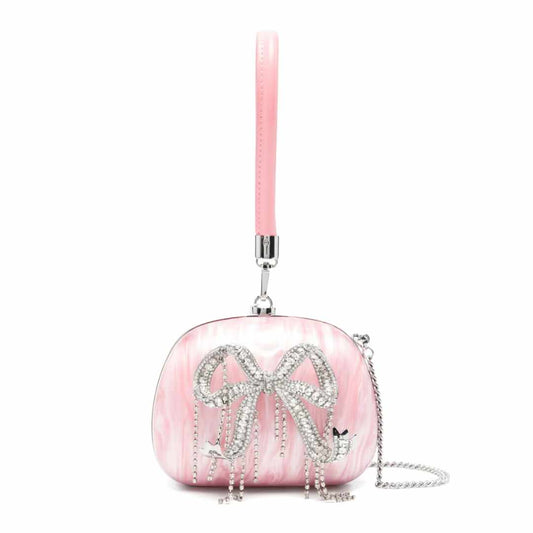 Pearl Top Handle Pink Clutch Bag