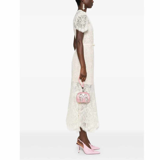 Pearl Top Handle Pink Clutch Bag