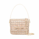 Micro Crystal-Embellished Top Gold Handle Bag