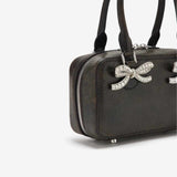 Distress Black Leather Hand Bag