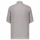 Oblique Short-Sleeved Gray Silk Shirt