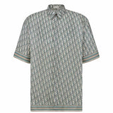 Oblique Short-Sleeved Greenish Silk Shirt