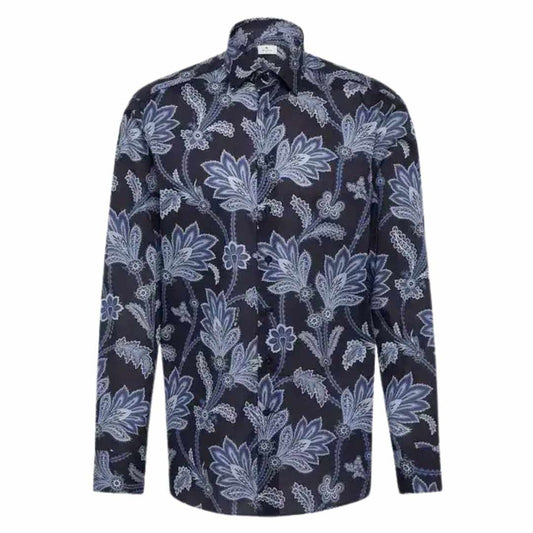 Paisley Cotton Poplin Blue Shirt