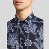 Paisley Cotton Poplin Blue Shirt