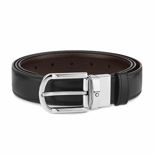 Horseshoe Leather 30mm Black Reversible Belt