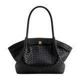Hana Large Weave Texture Black Tote Bag