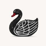 Kinsley Crystal Swan Black Clutch Bag