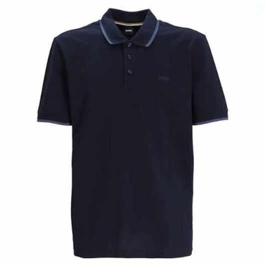 Collar Striped Piquet Blue Polo-Shirt