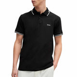 White Striped Collar Black Polo-Shirt
