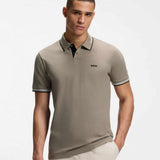 Black Striped Collar Sand Polo-Shirt
