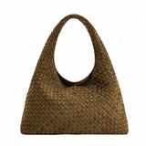 Laura Faux Suede Woven Olive Green Shoulder Bag
