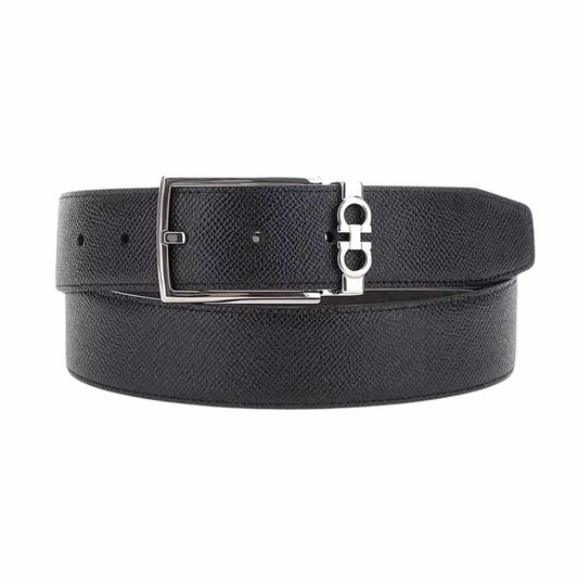 Gancini Buckle Black Reversible Belt