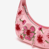 Harlee Embroidered Pink Shoulder Bag