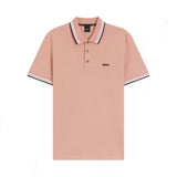 Black Striped Collar Pink Polo-Shirt