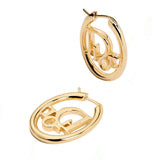 Oblique Hoop Gold Earrings