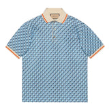 Geometric G Blue Piquet Polo-Shirt
