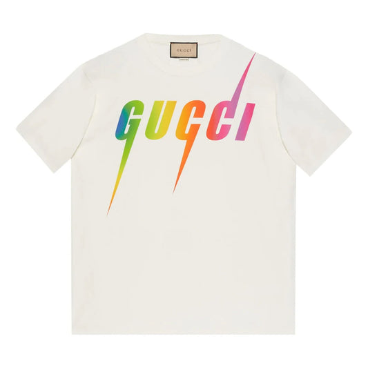 Gradient Logo Print White T-Shirt