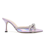 Double Bow Iridescent Pink Pumps
