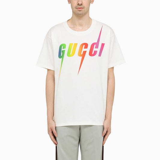 Gradient Logo Print White T-Shirt