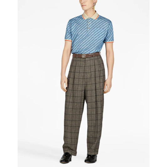 Geometric G Blue Piquet Polo-Shirt