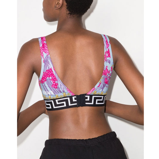 Floral Print V-Neck Sports Bra