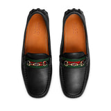Clove Webbing-Trimmed Black Loafers