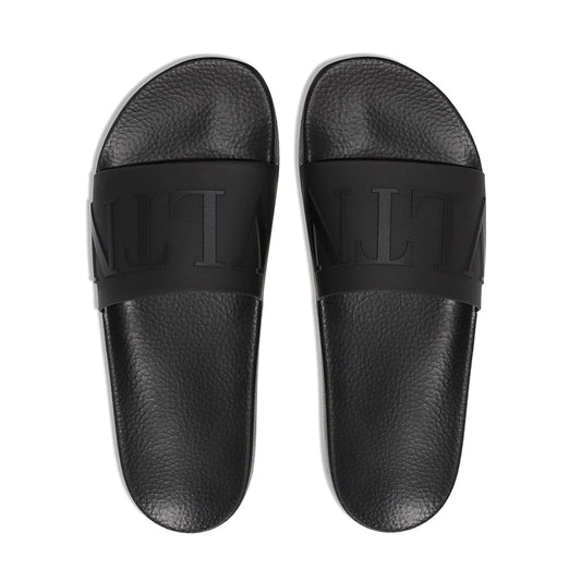 VLTN Embossed Black Slides
