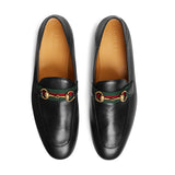 Brixton Webbing-Trimmed Collapsible Leather Black Loafers