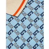 Geometric G Blue Piquet Polo-Shirt
