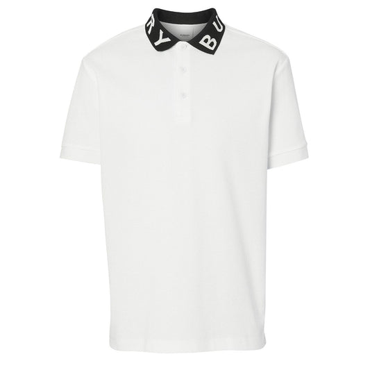 Logo Print Collar White Polo-Shirt