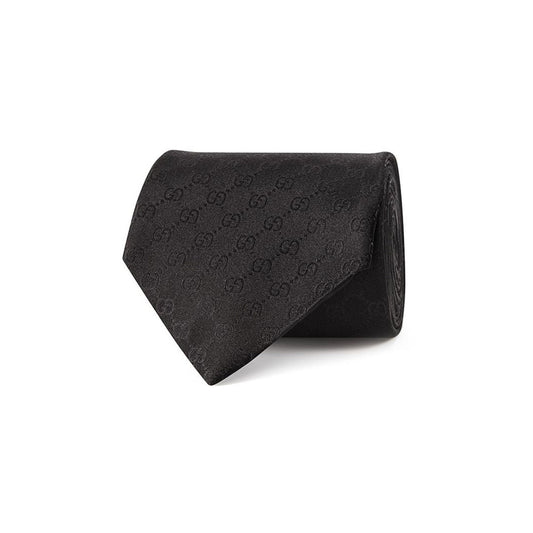 GG Pattern Silk Black Tie