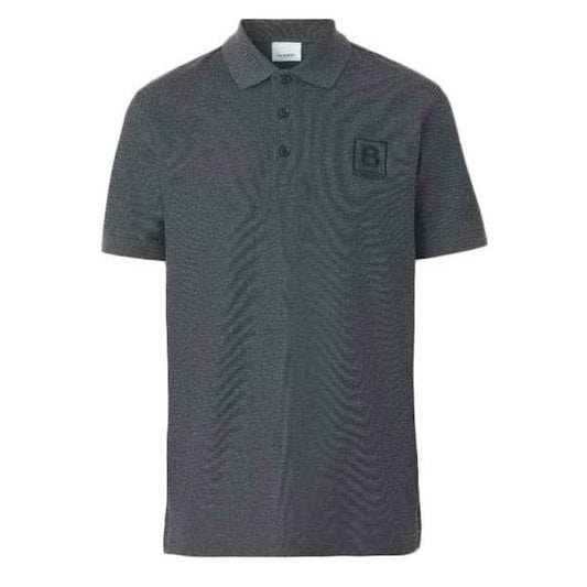 Square Logo Embroidered Grey Polo-Shirt