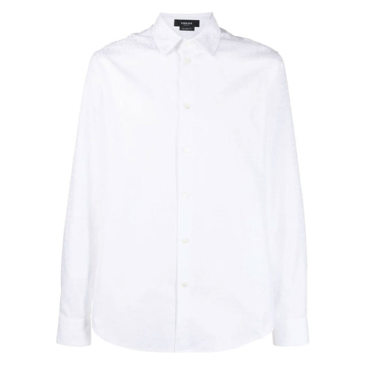 All-Over Jacquard Print White Shirt