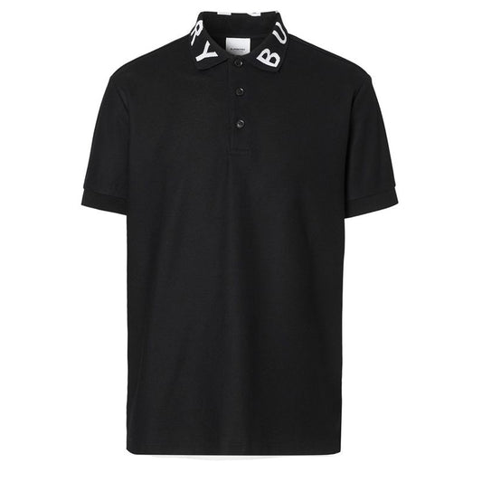 Logo Print Collar Black Polo-Shirt