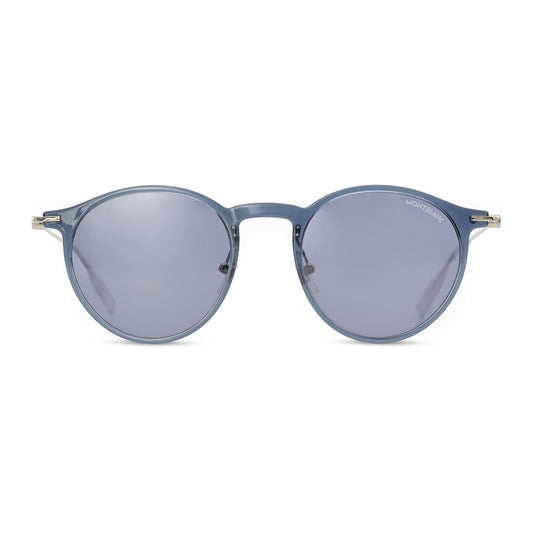 Blue Silver Blue Rounded Sunglasses