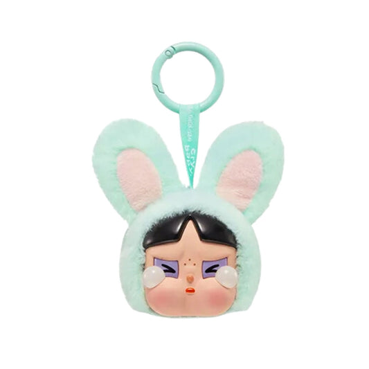 Power Puff Girls x Cry Baby Vinyl Face Plush Bunny Buttercup Keychain