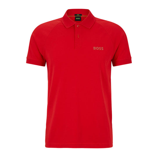 Rhinestone Logo Red Polo-Shirt