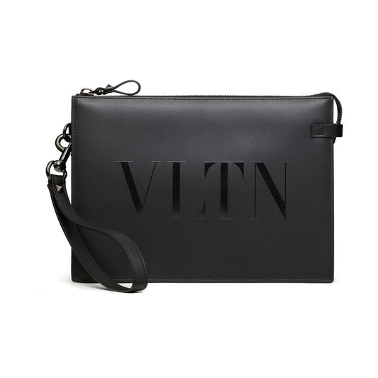 VLTN Stealth Logo Print Black Clutch Bag