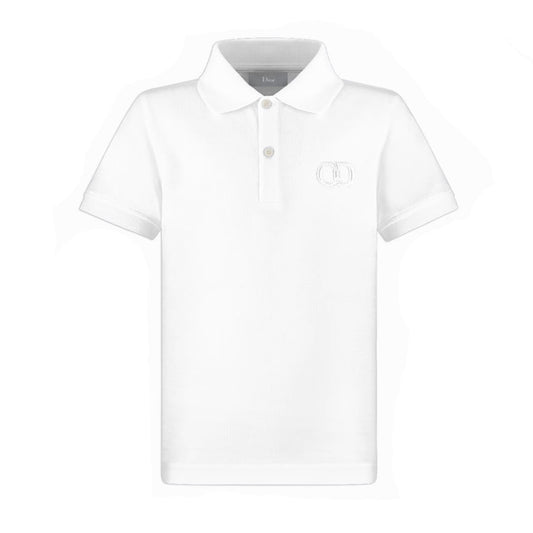 Kids CD Embroidered White Polo-Shirt